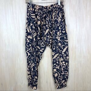 Anthropologie Hei Hei Navy Printed Harem Drawstring Jogger Cropped Pants XS